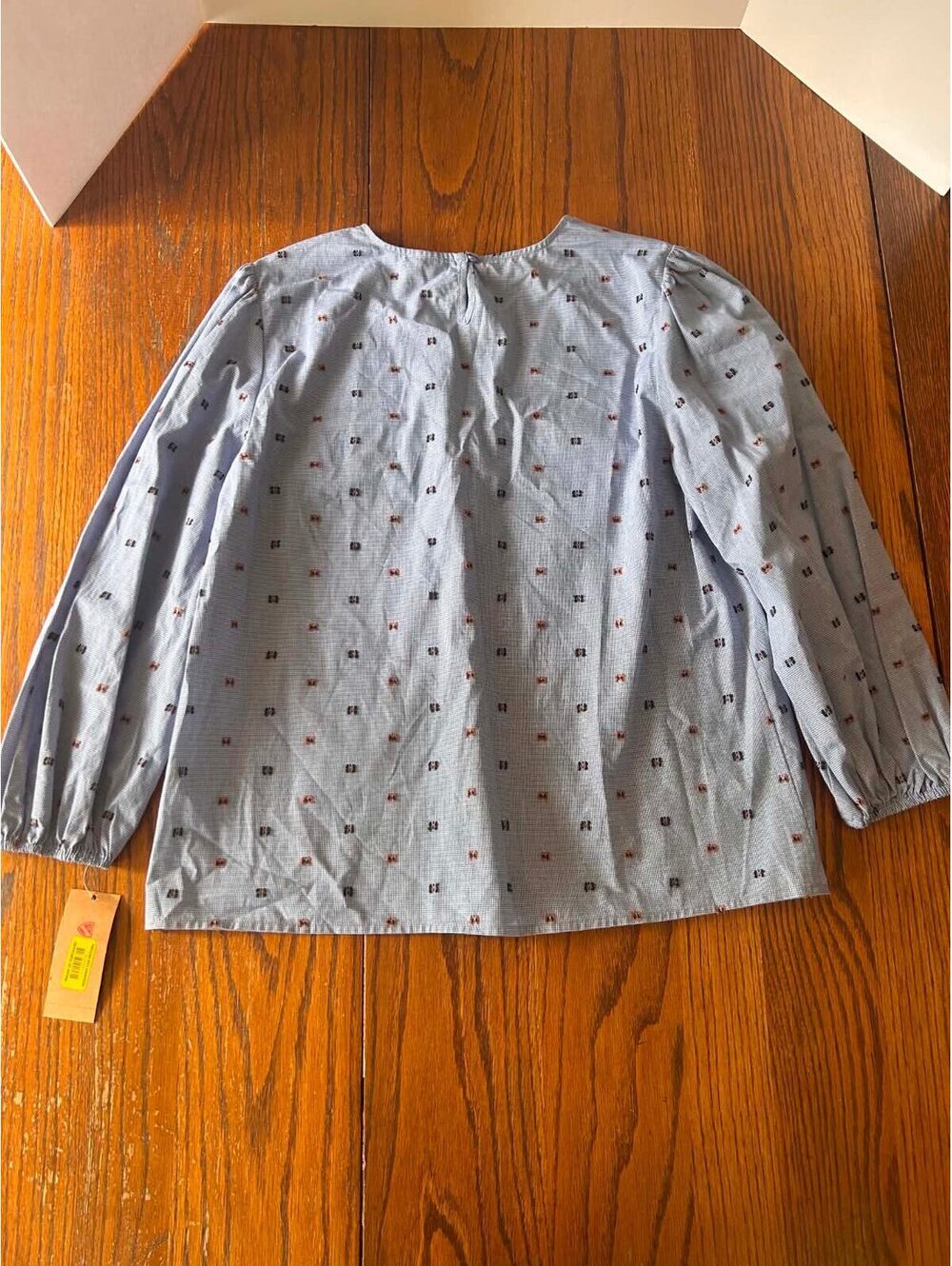 Cremieux Womens XS Light Blue Cotton Blouse Patterned Long Sleeve Shirt Top NWT